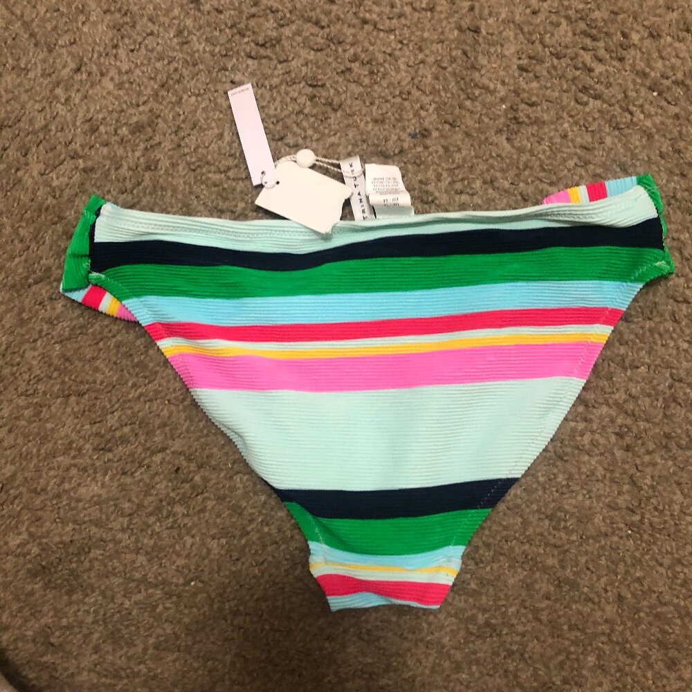Trina Turk Womens Swimwear Green Size 12 Striped Hipster Bikini Bottom - Picture 2 of 3